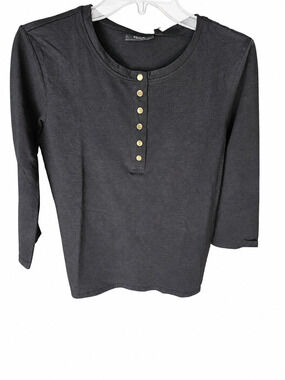 Ella Rafaella Cotton 3/4 Sleeve Henley Top Size Medium
